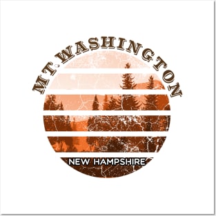 Mt Washington New Hampshire Retro Sunset Posters and Art